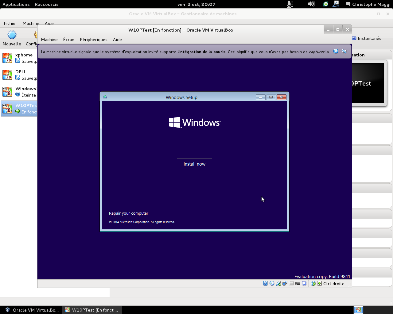 Installer Windows 10 sur une machine virtuelle