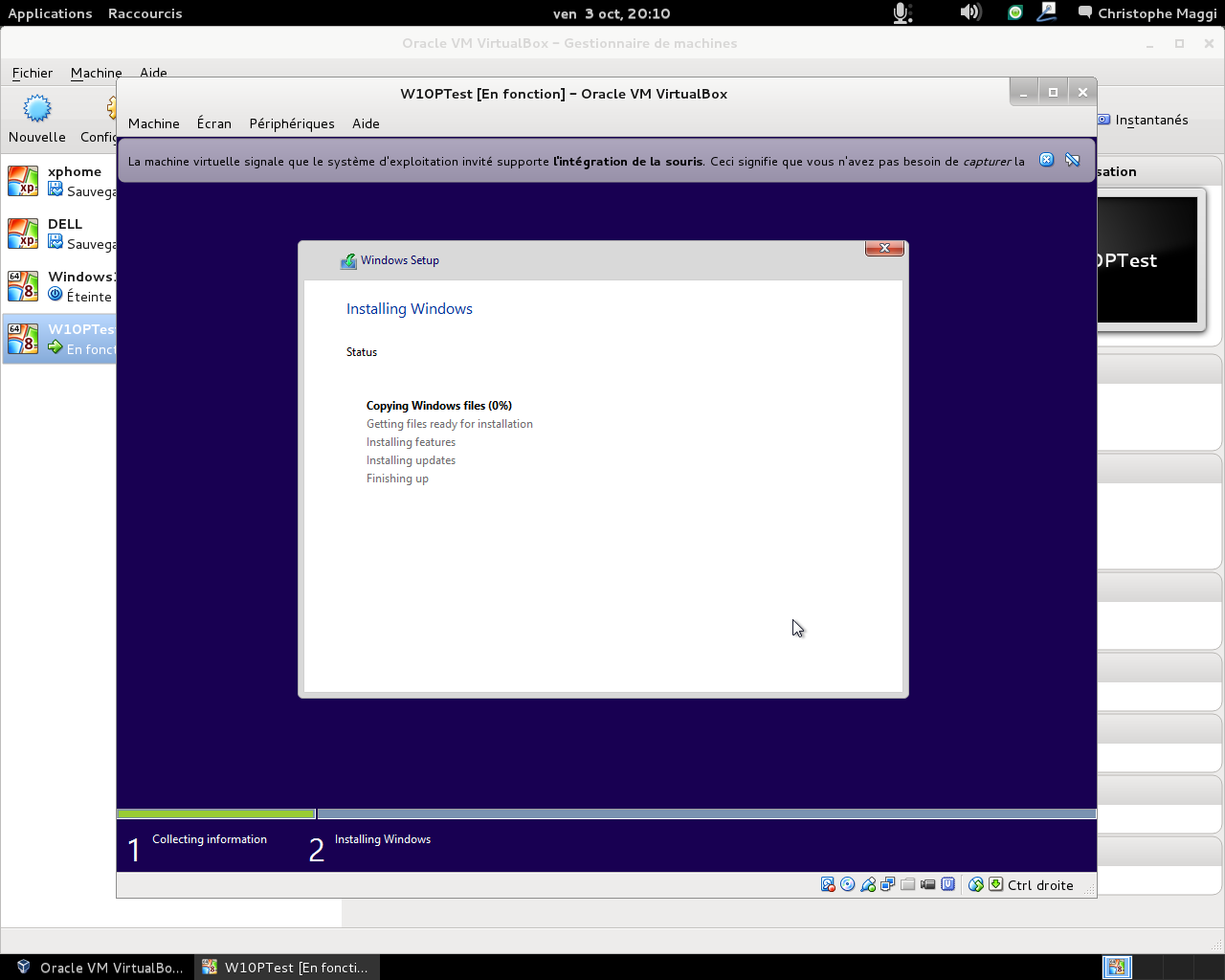 Installer Windows 10 sur une machine virtuelle