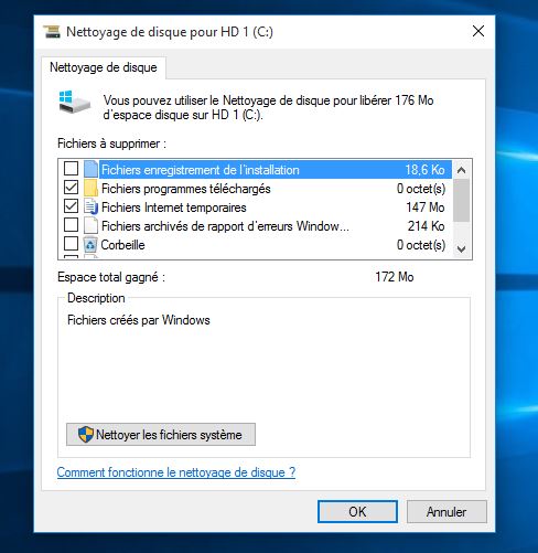Nettoyer les fichiers systèmes