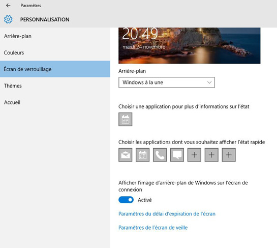 Windows 10 :  modifier l’image utilisée pour l’écran de verrouillage