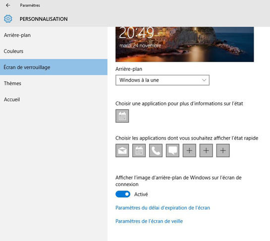 Windows 10 : modifier l’image utilisée pour l’écran de verrouillage